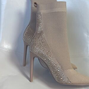 Steve Madden Beige Sparkle Heeled Boots